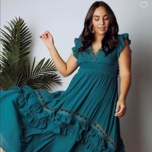 Baltic Born Jasmine Ruffle Maxi dress in Jade